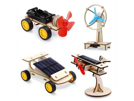 DIY Wooden 4-in-1 STEM Kit for Kids, Wooden Solar Power Motor Kit for Boys to Build, STEM Electric Projects Engineering Set - Image 2