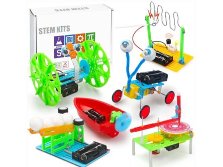 DIY 6-in-1 STEM Kit DC Motor Electronic Robotic For Kids Age 8-12 Year, STEM Projects, DIY Science Experiments Circuit Building Kits, Electric Robot Toy