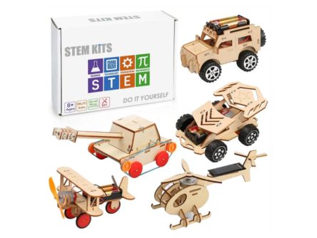 DIY Wooden 5-in-1 STEM Kit for Kids 8-12 Years Educational Sclding Toys with Wooience Experiment and Build Puzzles Perfect Gift for Boys and Girls