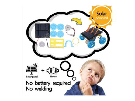 DIY 4-in-1 STEM Kit, DIY Solar Science Experiment Model Kit Solar Power Car, Electric Motor Biplane Glider, Toy Binoculars and Wind Power Car - Image 3