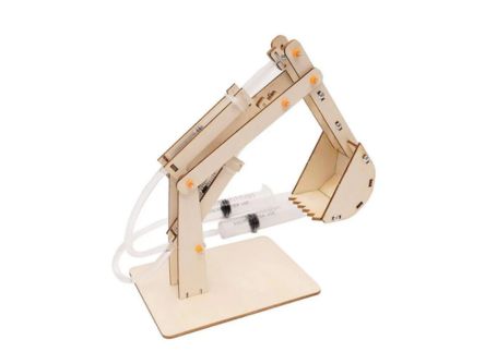 DIY Hydraulic Excavator Kit Wooden Excavator STEM Kit Hydraulic Digger STEM Kit Two-Degree Motion Hydraulic Excavator STEM Kit - Image 2